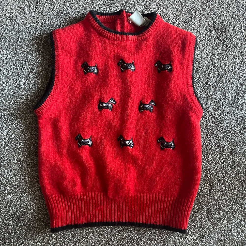 Vintage 100% Wool Scottish Terrier Sweater Vest
